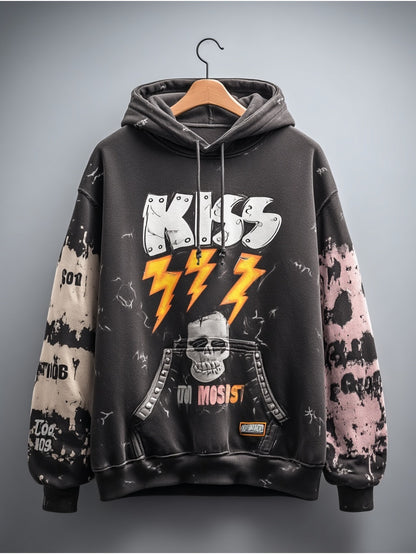 KISS BAND HOODIE WITH GRAPHIC PRINT