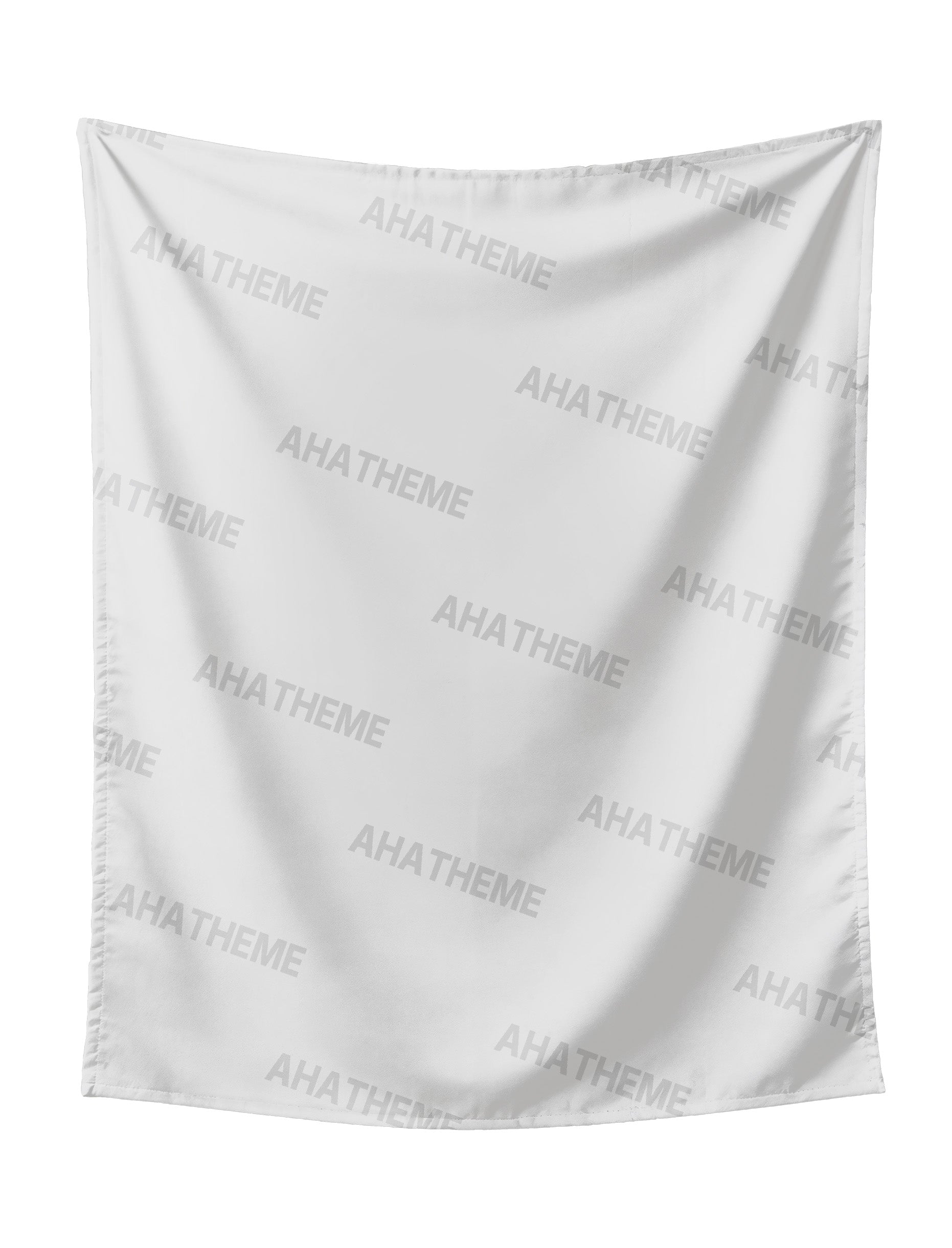 White custom tapestry with subtle all-over "ANATHEME" text, perfect for streetwear and edgy unisex apparel decor.