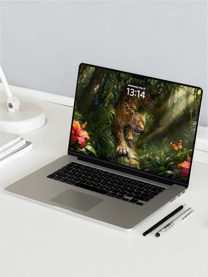 Tree Branch Crawling Leopard Digital Wallpaper