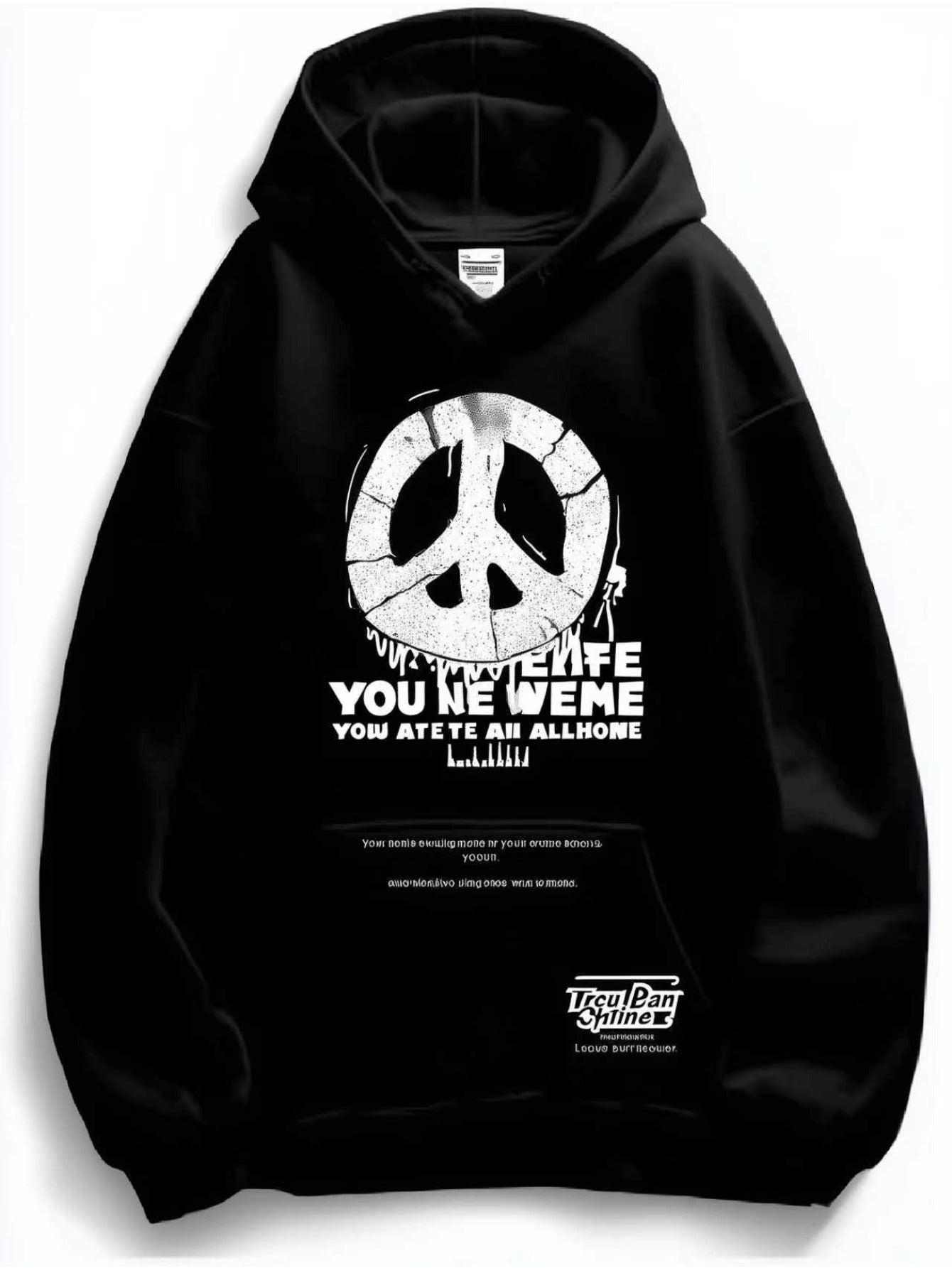 BLACK SKULL PRINT HOODIE