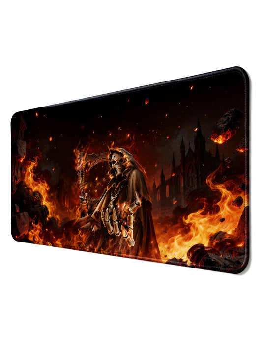 Post Apocalyptic Ruined City Grim Reaper Large Desk Mat