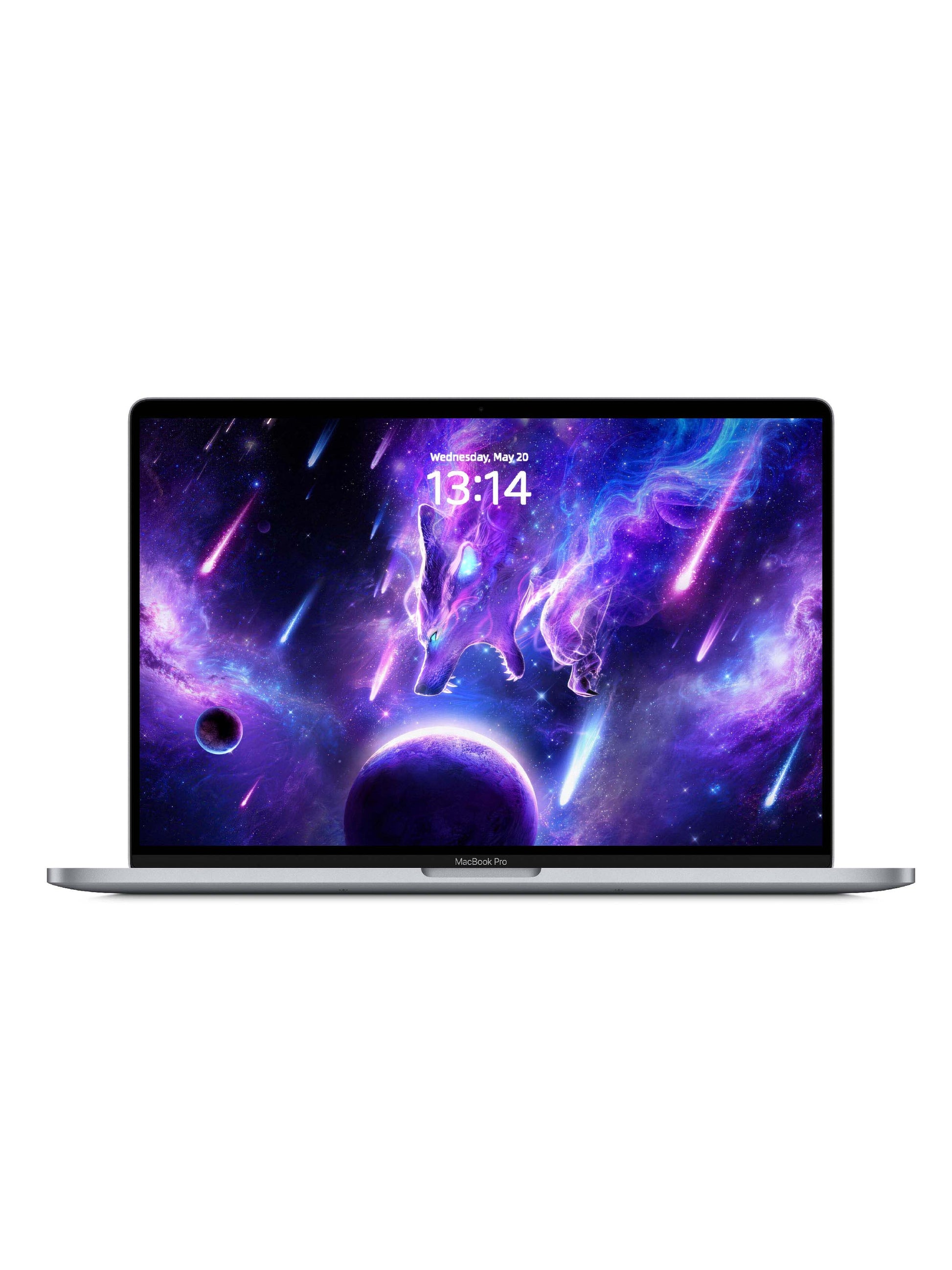 Fierce Purple Galaxy Wolf Head With Planet Digital Wallpaper